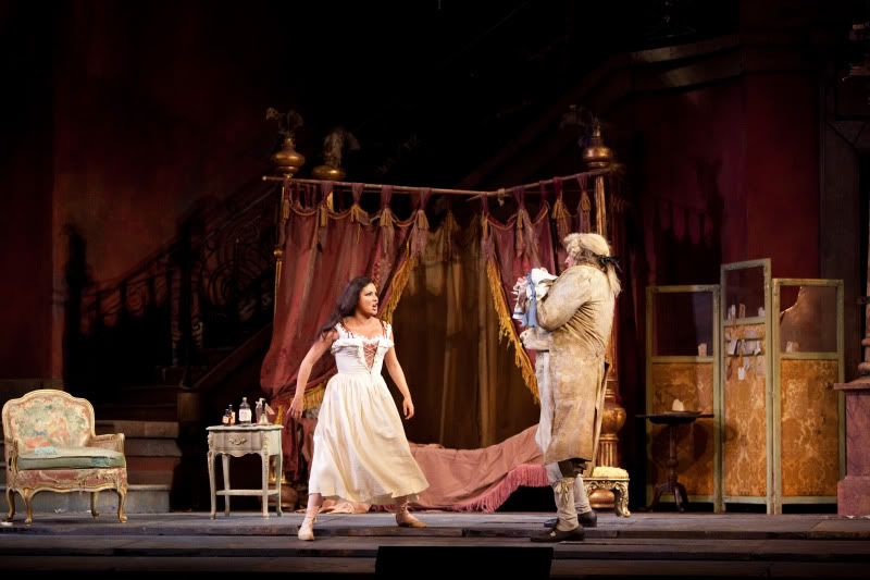 Netrebko and Don Carlo in The Met's production of Don Pasquale Photo by