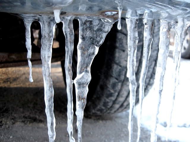 icicles on a truck bumper
