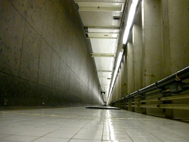 Pedestrian subway tunnel turned sideways