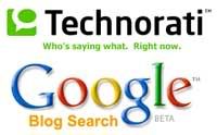Google v. Technorati (and Hitwise v. Comscore)
