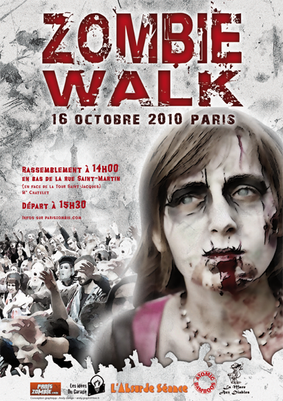 Zombie Walk Paris 2010, Zombies, Film horreur, manifestation, Bastien Gaudray, faux sang, 16 octobre, déguisements