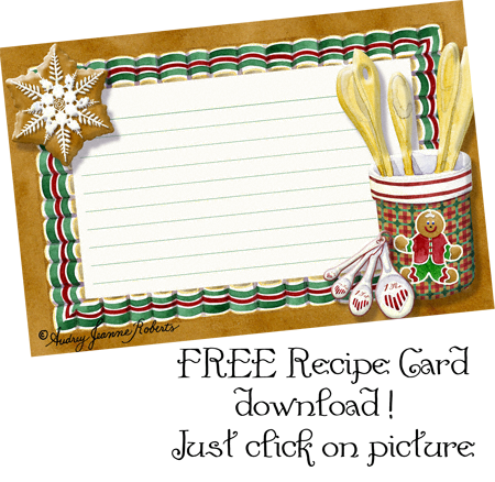 Free Recipe Card, Christmas, Gingerbread Cookie, Blank