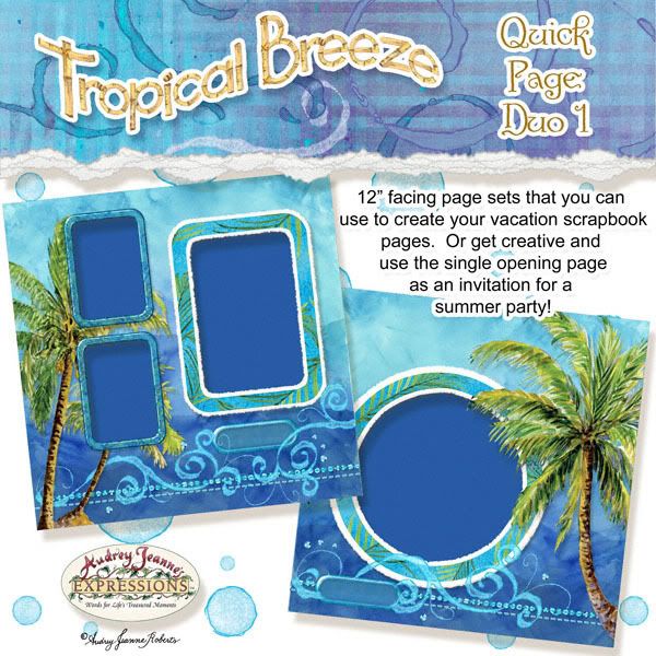 Tropical Breeze Premade Scrapbook Page Layout Preview