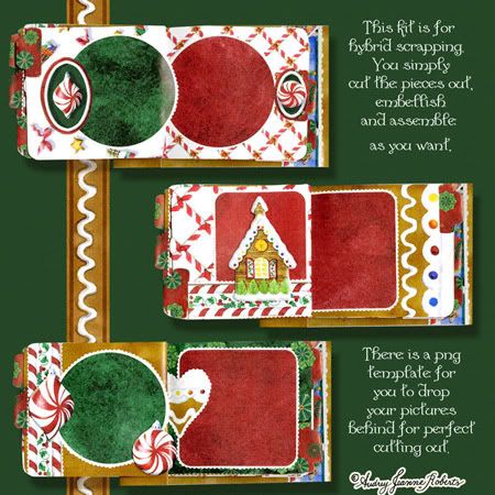 hybrid scrapbook layouts from brag book, christmas, gingerbread