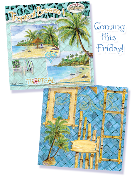Tropical Breeze 1 clip art kit, beaches, palm trees, beach chairs and more