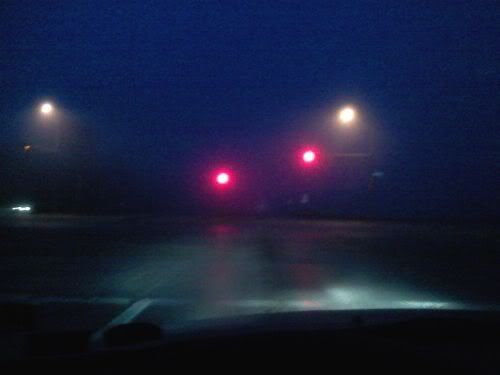 Morning drive to work in the fog