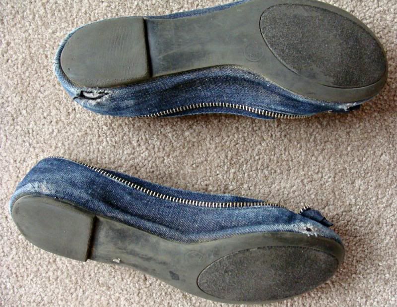 well worn ballet flats