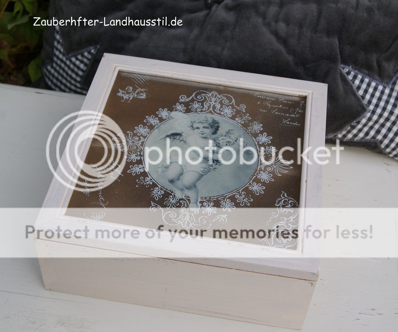 Memobord mit Fotorahmen*Bilderrahmen*weiß*grau*Shabby