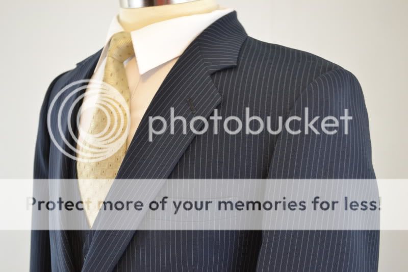 40R Vintage MOD Mens Navy Blue Pinstripe 3 Piece Vest Suit  