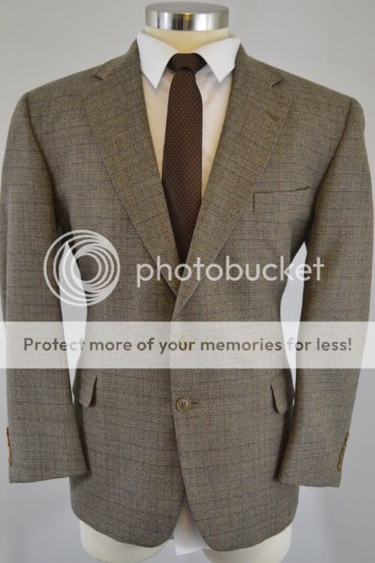 Mens Olive Green RBM 100% Lambswool Check Blazer Sport Coat 44S  