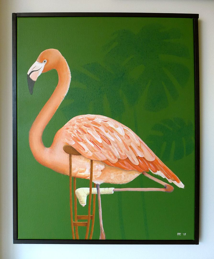 Flamingo Painting crutches