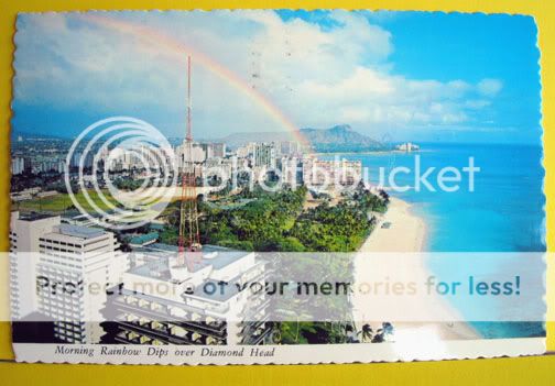 Vintage Diamond Head Beach Old Hawaii Postcard Rainbow Color Chrome