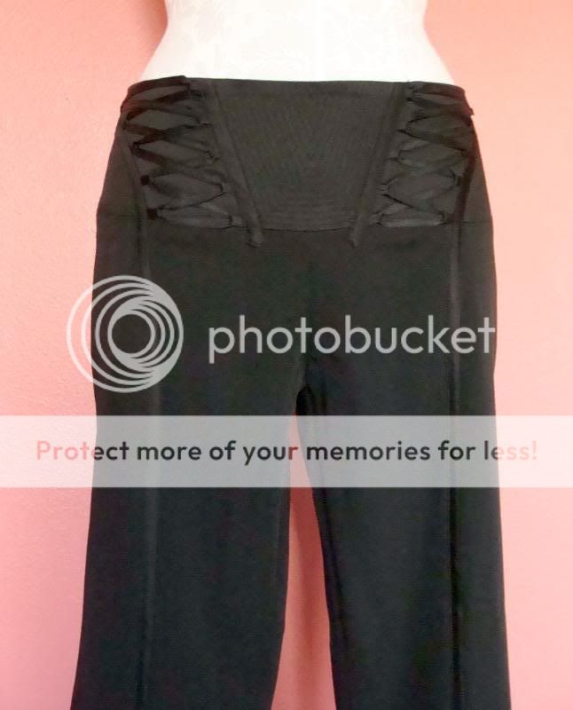 Women CACHE Black Occasion PANTS 12 M L Slacks Trousers Corset Lace Up 
